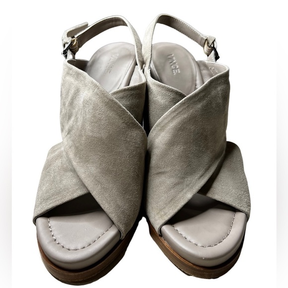 Vince Helena Wooden Block Heel Suede Sandal Size 10 - Picture 8 of 9